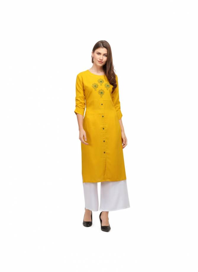 VT Latest Designer Heavy Rayon Embroidery Work Party Wear Kurti With Plazzo Collection 
